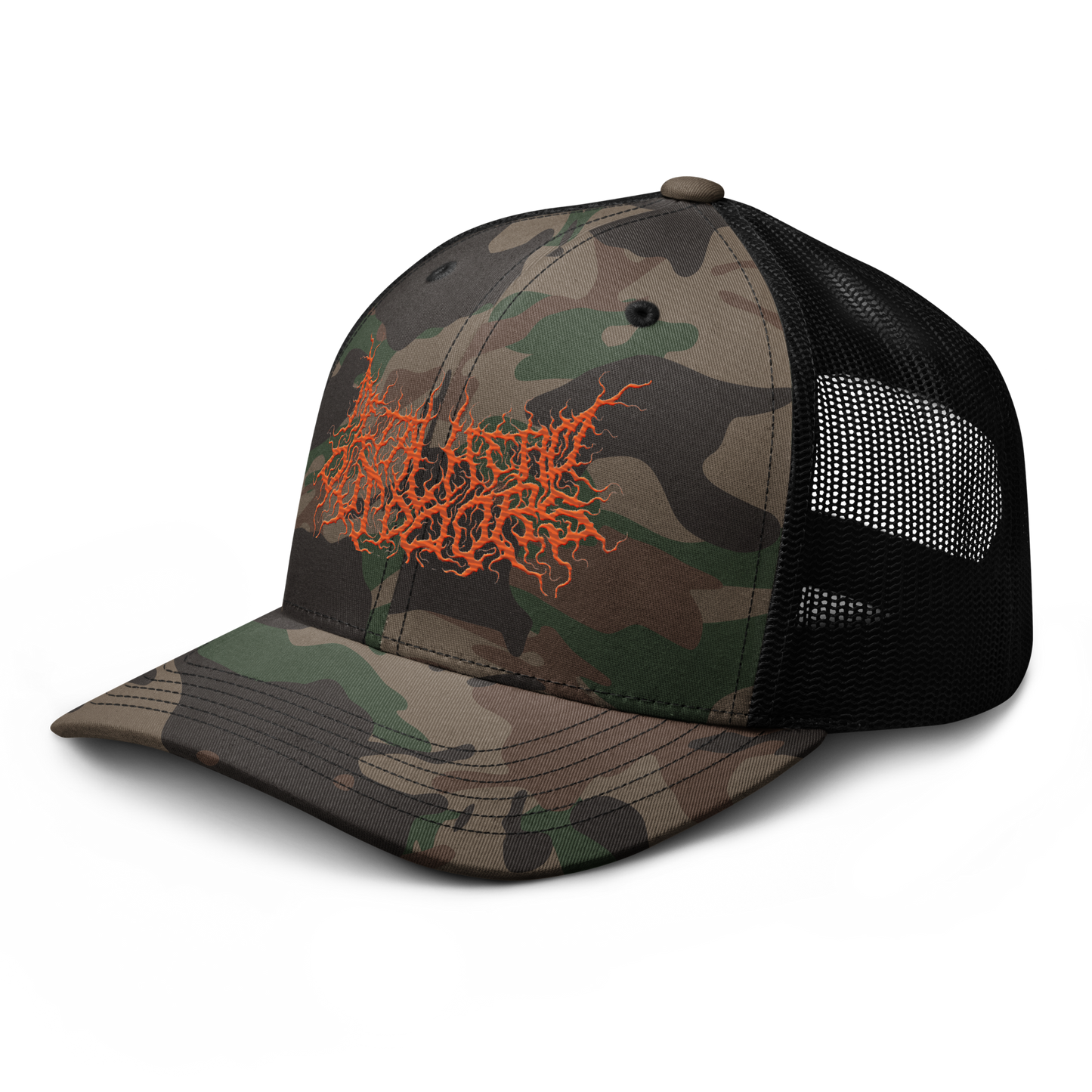 Embroidered Deathmetal Logo Camo Snapback